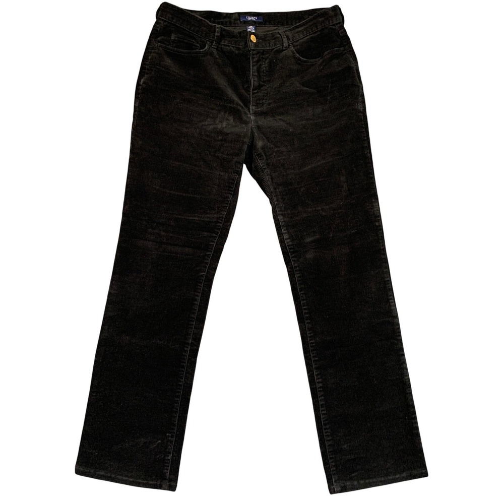 Chaps Womens‎ Corduroy Pants Size 10 Black Straight Leg Cotton Blend